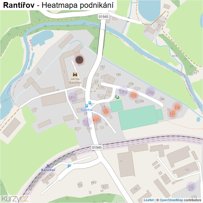 Mapa Rantířov - Firmy v části obce.