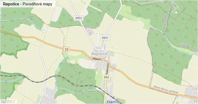 Rapotice - záplavové mapy stoleté vody