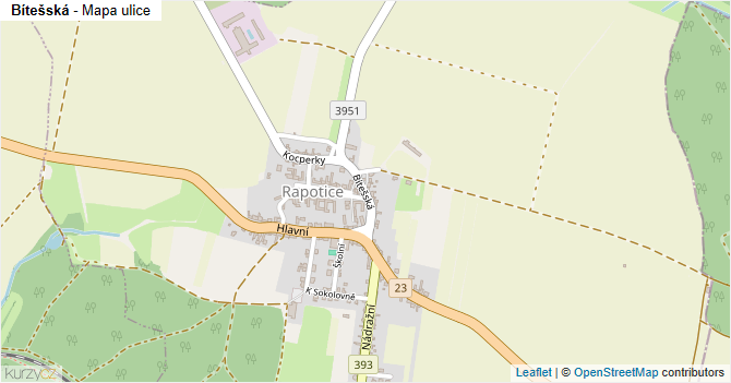 Bítešská - mapa ulice