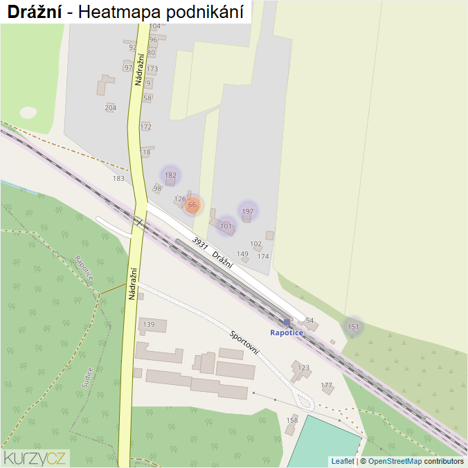Mapa Drážní - Firmy v ulici.