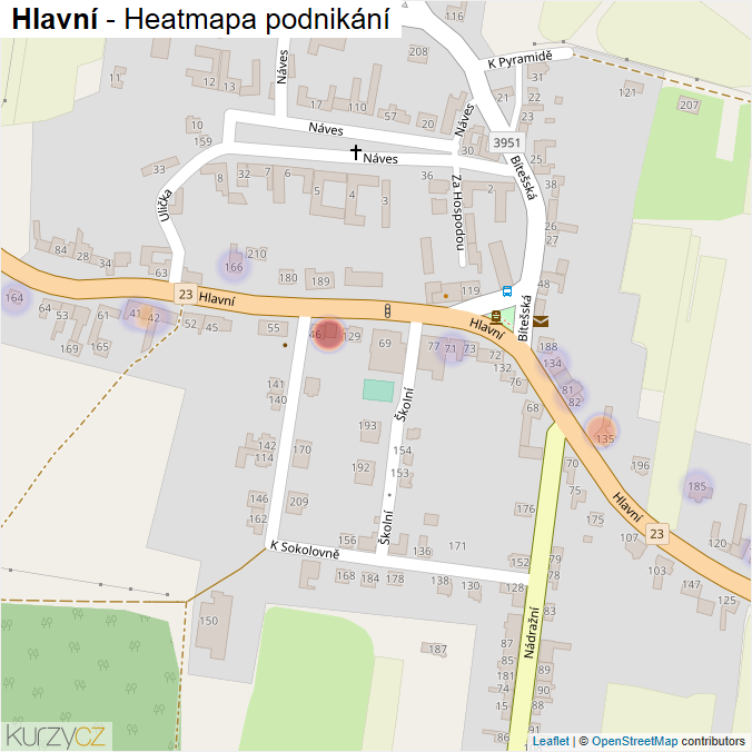 Mapa Hlavní - Firmy v ulici.