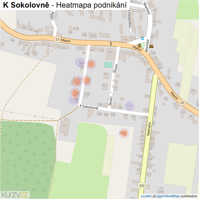 Mapa K Sokolovně - Firmy v ulici.