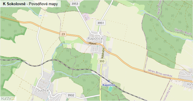K Sokolovně - záplavové mapy stoleté vody