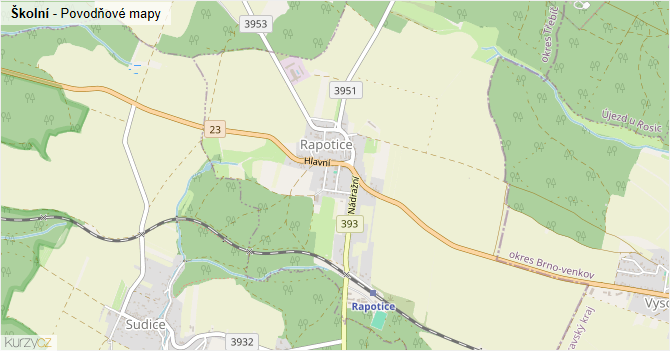 Školní - záplavové mapy stoleté vody