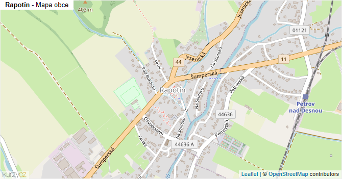 Rapotín - mapa obce