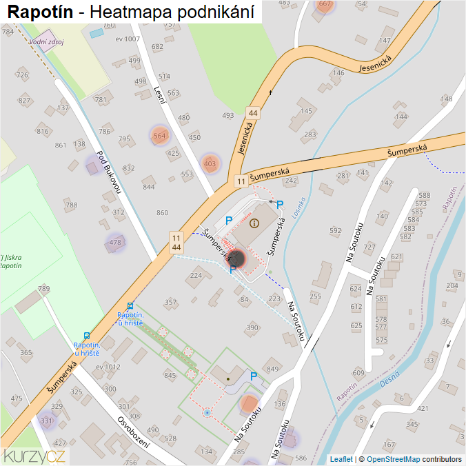 Mapa Rapotín - Firmy v obci.