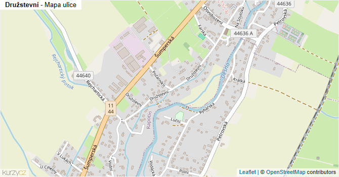 Družstevní - mapa ulice