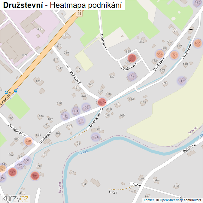 Mapa Družstevní - Firmy v ulici.