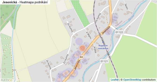 Jesenická - mapa podnikání