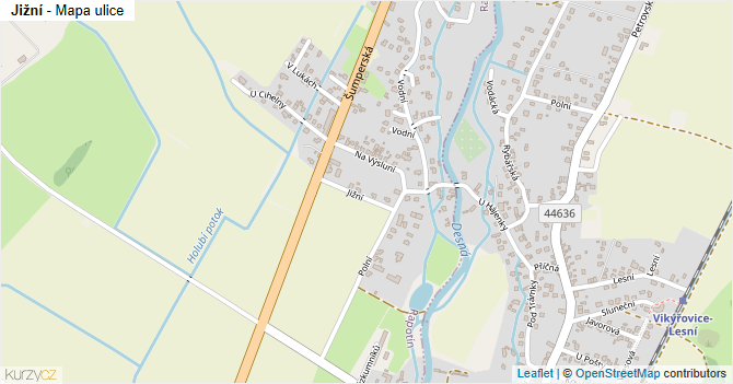 Jižní - mapa ulice