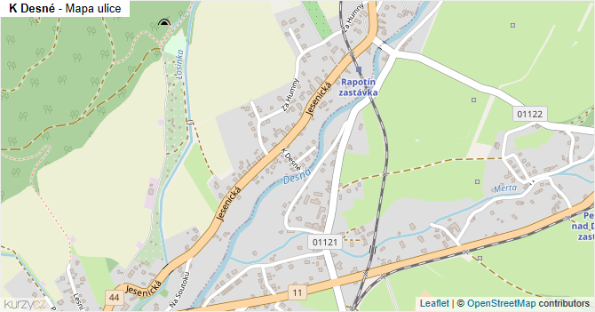 K Desné - mapa ulice