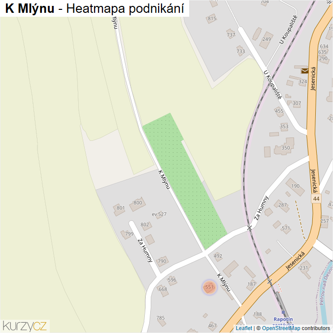 Mapa K Mlýnu - Firmy v ulici.