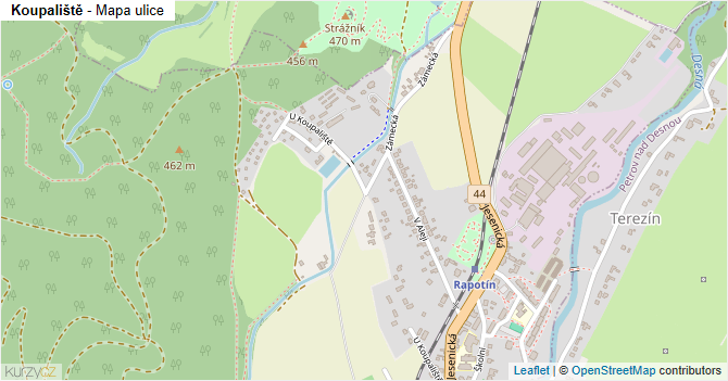 Koupaliště - mapa ulice