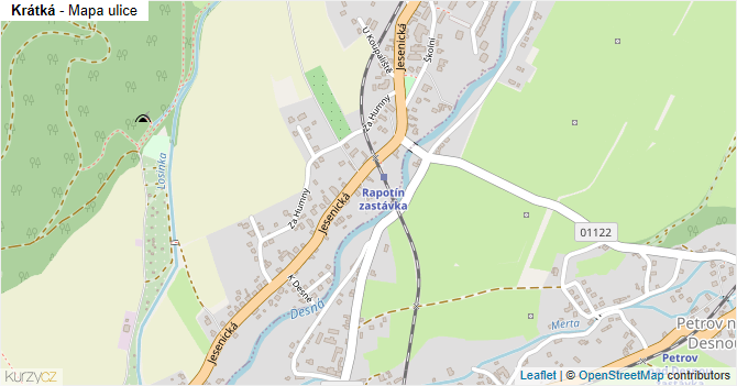 Krátká - mapa ulice