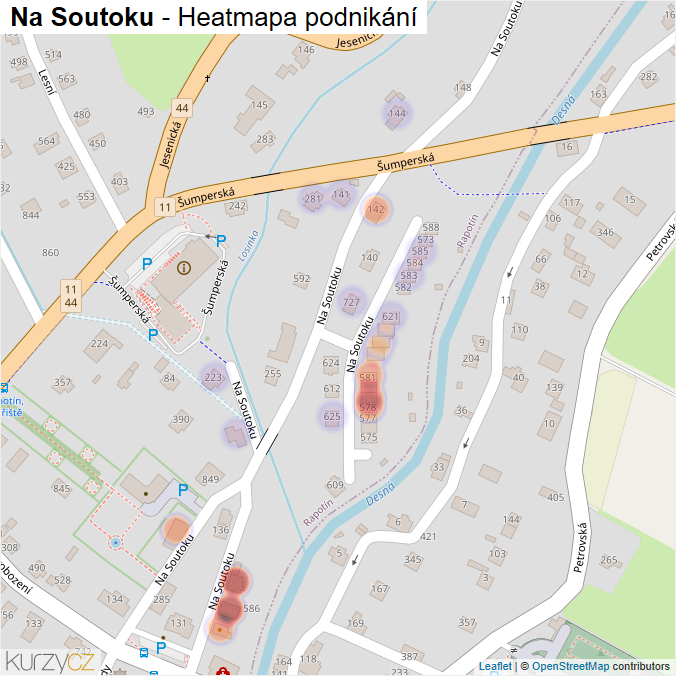 Mapa Na Soutoku - Firmy v ulici.