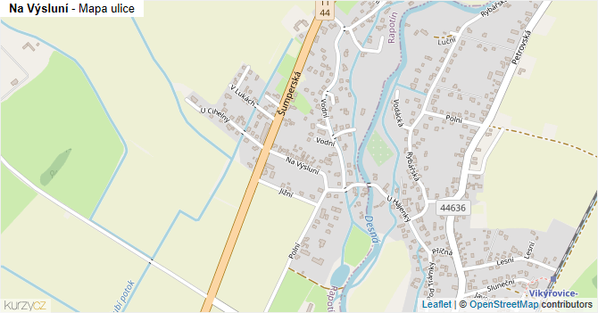 Na Výsluní - mapa ulice