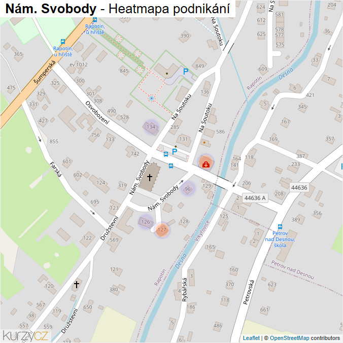 Mapa Nám. Svobody - Firmy v ulici.