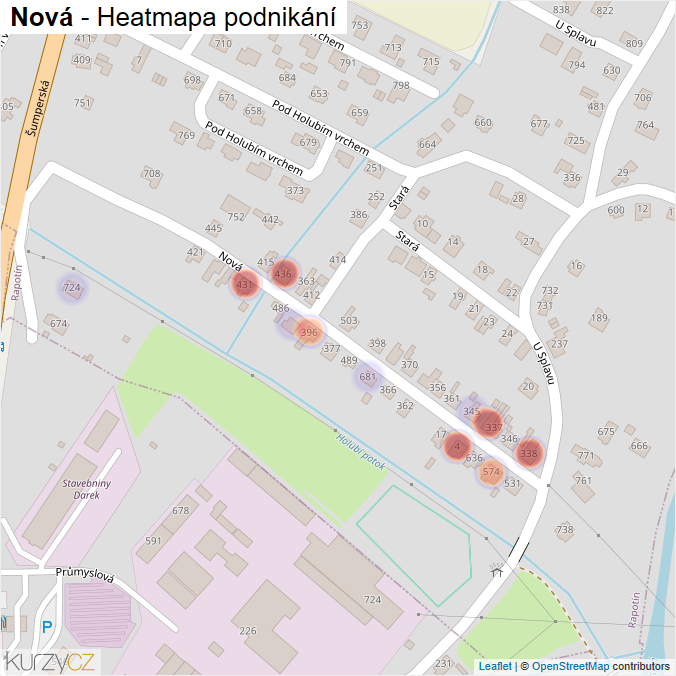Mapa Nová - Firmy v ulici.
