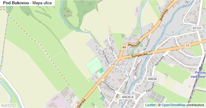 Pod Bukovou - mapa ulice