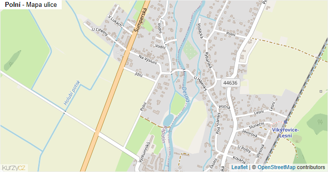 Polní - mapa ulice