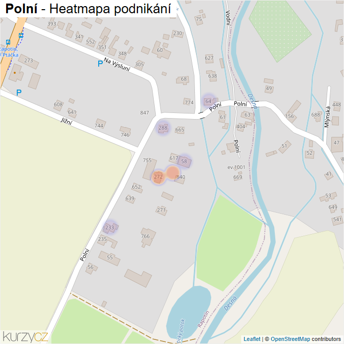 Mapa Polní - Firmy v ulici.