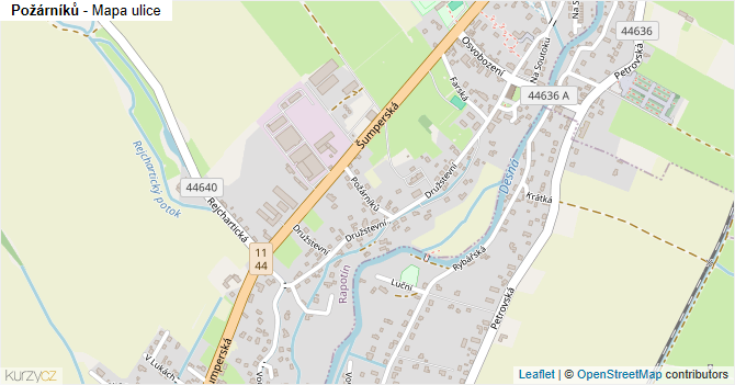 Požárníků - mapa ulice