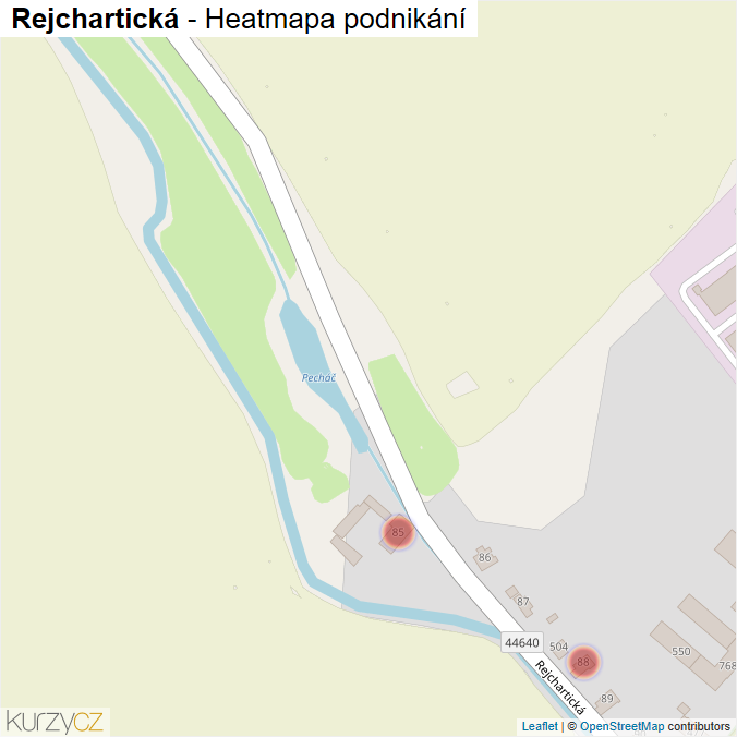 Mapa Rejchartická - Firmy v ulici.