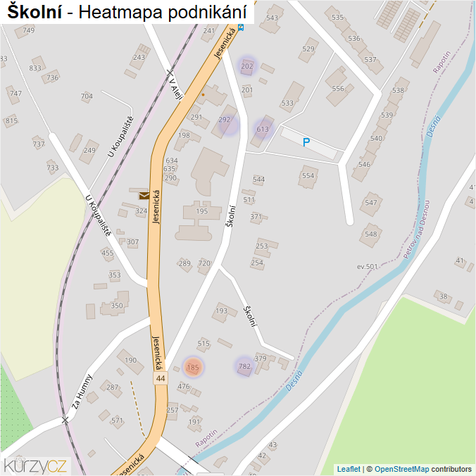 Mapa Školní - Firmy v ulici.