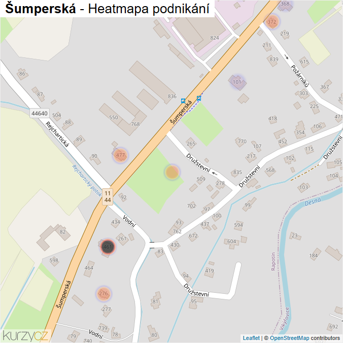 Mapa Šumperská - Firmy v ulici.