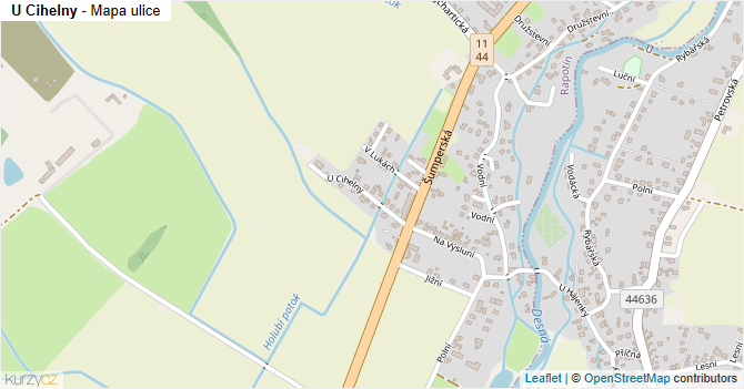 U Cihelny - mapa ulice