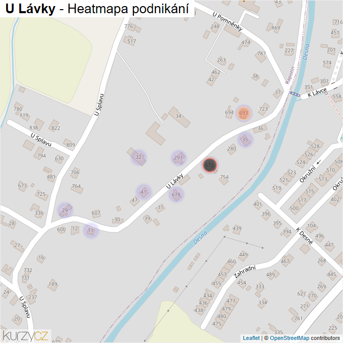 Mapa U Lávky - Firmy v ulici.