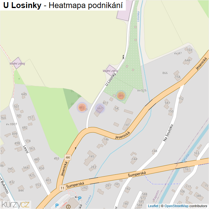 Mapa U Losinky - Firmy v ulici.