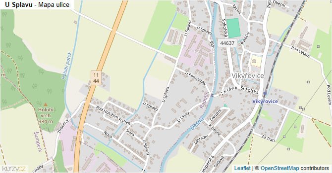 U Splavu - mapa ulice