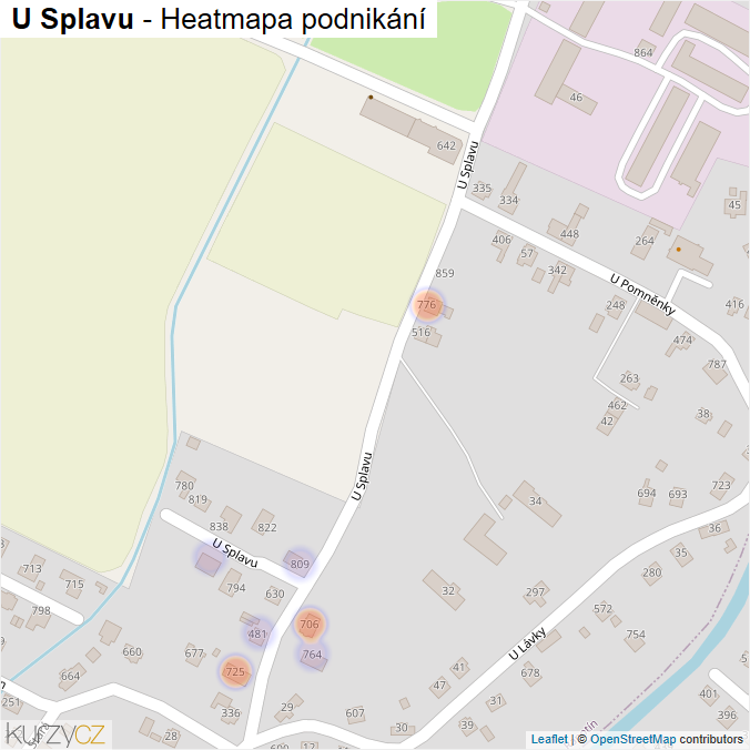 Mapa U Splavu - Firmy v ulici.