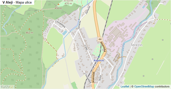 V Aleji - mapa ulice