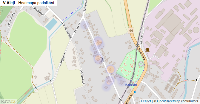 V Aleji - mapa podnikání