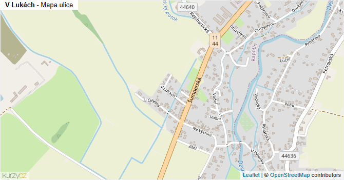 V Lukách - mapa ulice