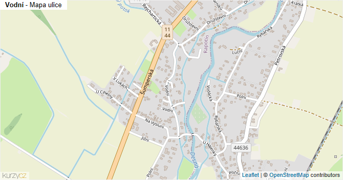 Vodní - mapa ulice