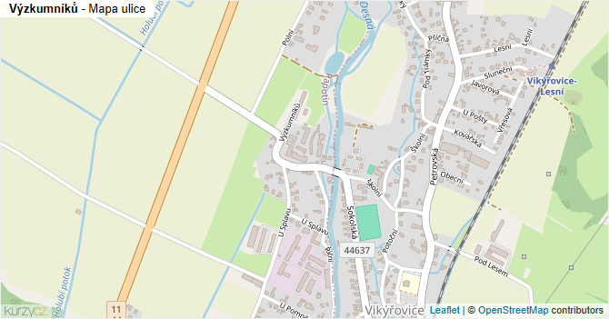 Výzkumníků - mapa ulice