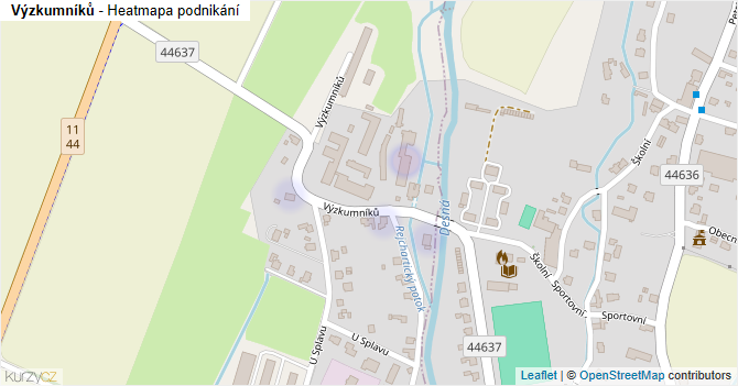 Výzkumníků - mapa podnikání