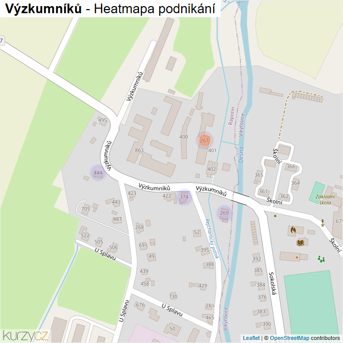 Mapa Výzkumníků - Firmy v ulici.