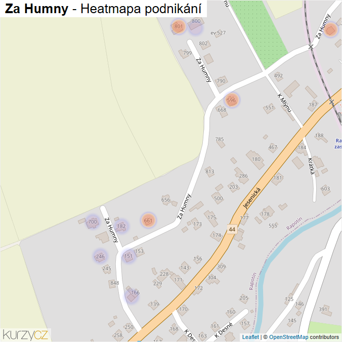 Mapa Za Humny - Firmy v ulici.