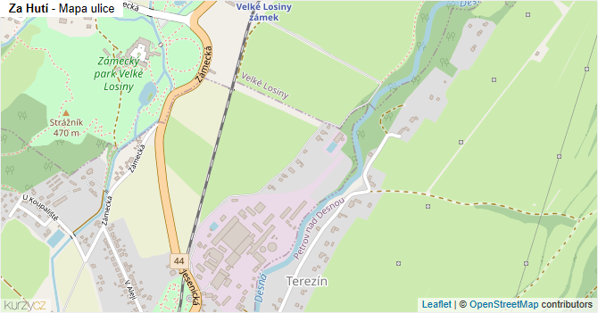 Za Hutí - mapa ulice