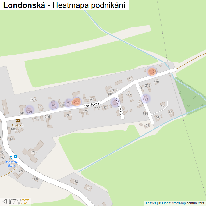Mapa Londonská - Firmy v ulici.