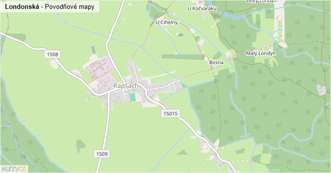 Londonská - záplavové mapy stoleté vody