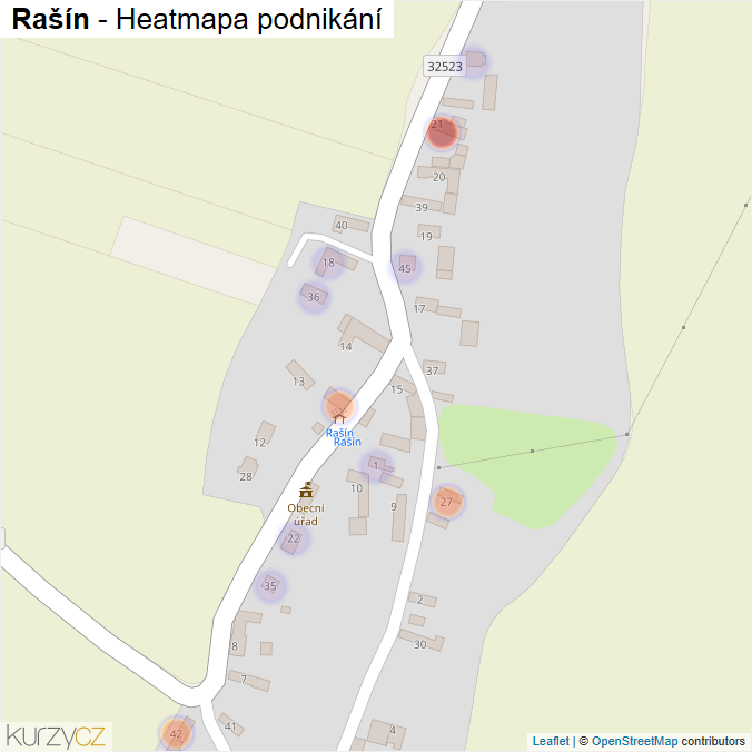 Mapa Rašín - Firmy v části obce.