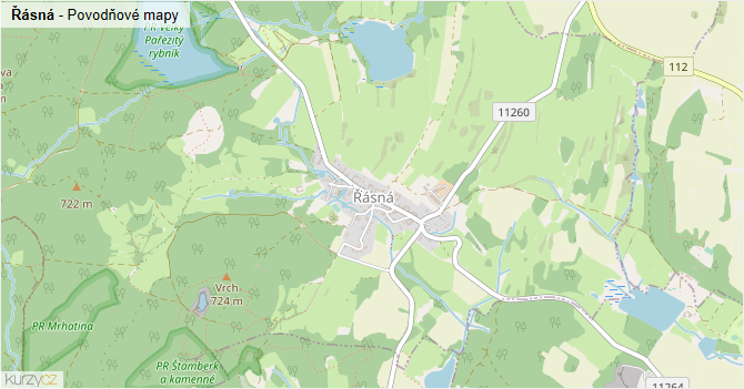 Řásná - záplavové mapy stoleté vody