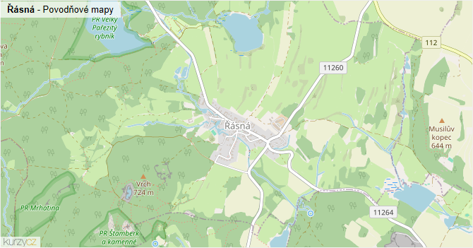 Řásná - záplavové mapy stoleté vody