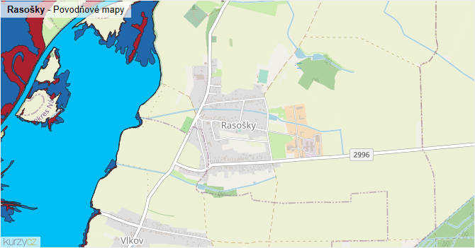 Rasošky - záplavové mapy stoleté vody