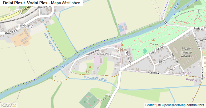 Dolní Ples t. Vodní Ples - mapa části obce